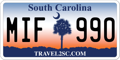SC license plate MIF990