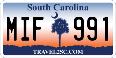 SC license plate MIF991