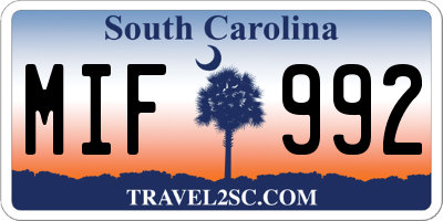 SC license plate MIF992