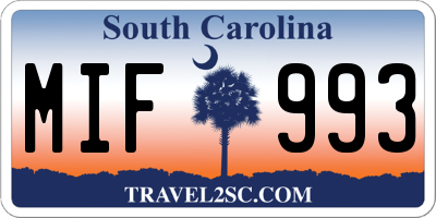 SC license plate MIF993