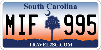 SC license plate MIF995