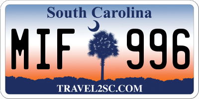 SC license plate MIF996