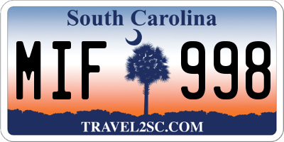 SC license plate MIF998