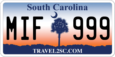 SC license plate MIF999