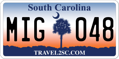 SC license plate MIG048