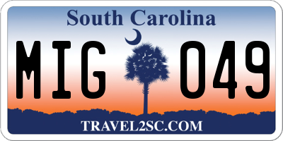 SC license plate MIG049