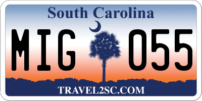 SC license plate MIG055