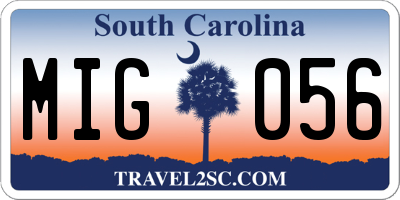 SC license plate MIG056