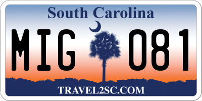 SC license plate MIG081