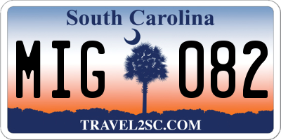 SC license plate MIG082