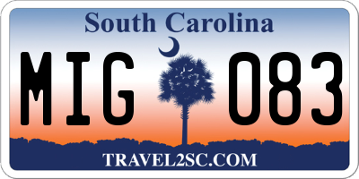 SC license plate MIG083