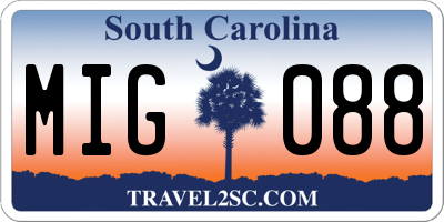 SC license plate MIG088
