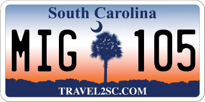 SC license plate MIG105