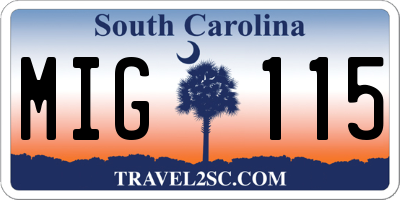 SC license plate MIG115
