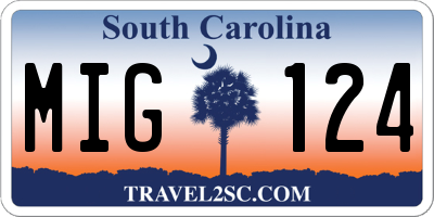 SC license plate MIG124