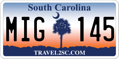 SC license plate MIG145