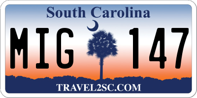 SC license plate MIG147