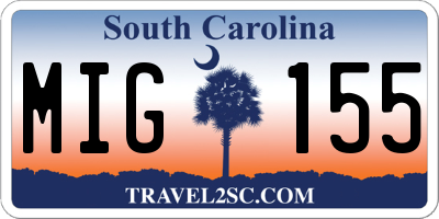 SC license plate MIG155