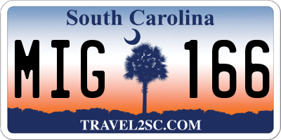 SC license plate MIG166