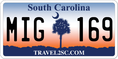 SC license plate MIG169