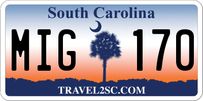 SC license plate MIG170