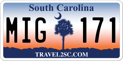 SC license plate MIG171