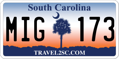 SC license plate MIG173