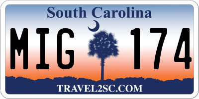 SC license plate MIG174