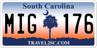 SC license plate MIG176