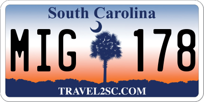 SC license plate MIG178
