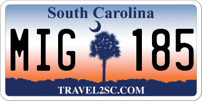SC license plate MIG185