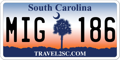 SC license plate MIG186
