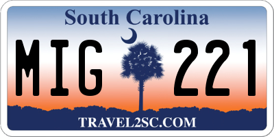 SC license plate MIG221