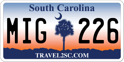 SC license plate MIG226
