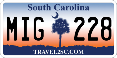 SC license plate MIG228