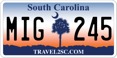 SC license plate MIG245