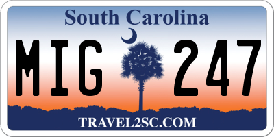 SC license plate MIG247