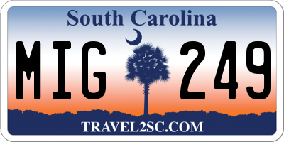 SC license plate MIG249