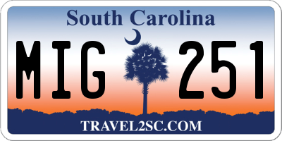 SC license plate MIG251