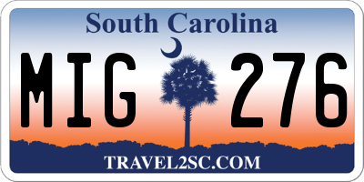 SC license plate MIG276