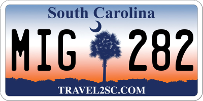 SC license plate MIG282