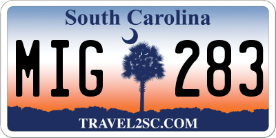 SC license plate MIG283