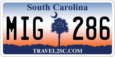 SC license plate MIG286