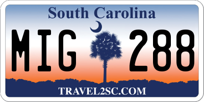 SC license plate MIG288