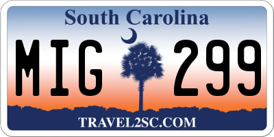 SC license plate MIG299