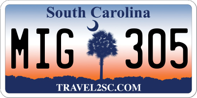 SC license plate MIG305