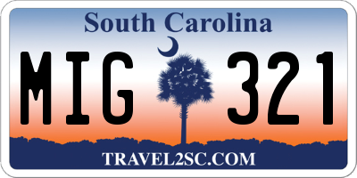 SC license plate MIG321