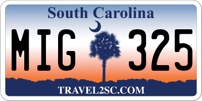 SC license plate MIG325