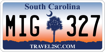 SC license plate MIG327