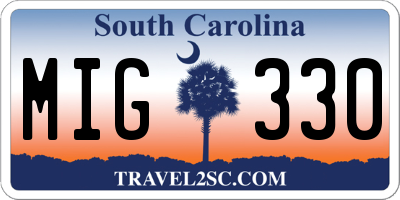 SC license plate MIG330